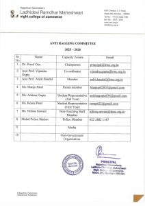 Anti Ragging - LRMC